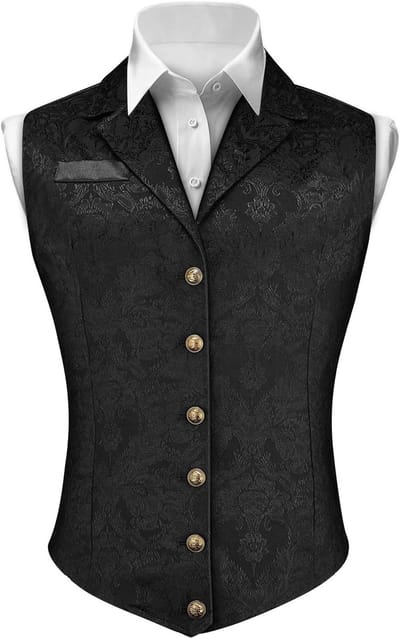 Zwart heren vest voor bruiloften en feesten | 1920s kostuum | V-hals en knoopsluiting voor bediening en personeel