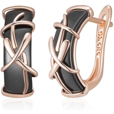 Boucles d'oreilles pendantes en céramique noire couleur or rose pour femmes Accessoires branches Bijoux fins quotidiens de haute qualité beige