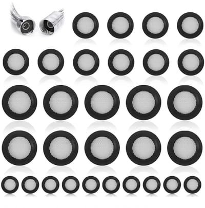 Sealing ringen voor leidingen, 30 stuks, geschikt voor 1/2, 3/4 en 1 inch, rubberen afdichtingen voor kranen en douches, filternet voor optimale waterdoorstroming