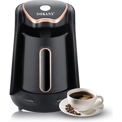 SOKANY Elektrische Turkse Koffiezetapparaat Machine met 250ml 1 Kops Koffiepot Single Serve Espresso Maker 600W Verwarming EU Plug black