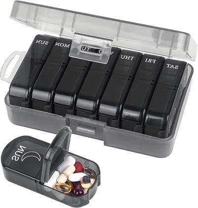 7 Dagen Medicijnen Organizer met 14 Grote Compartimenten, Draagbare Pillendoos voor Reizen, Ideaal voor Vitaminen en Supplementen
