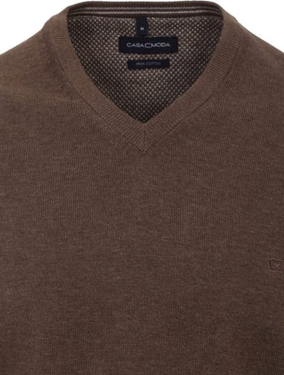 Casa Moda Heren Trui Met V-Hals Pima-Katoen 004430-685 Bruin - L