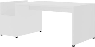Salontafel met Opbergvak - Bijzettafel - Woonkamer Inrichten - Geometrische Vorm - 90x45x35 cm - Wit