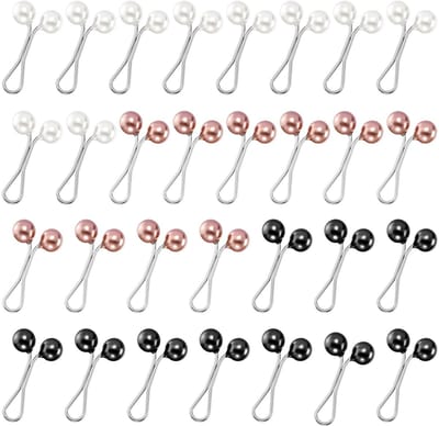 30 stks Hijab Pins Clips voor Vrouwen, Moslim Hijab Sjaal Clips Hoofddoek Parel Veiligheid Pins Knoppen voor Sjaal Trui Broches Pin Boutonniere Trouwjurk Accessoires, 3 Kleuren, 3.2x1.8cm