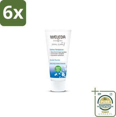 WELEDA - Tandpasta Saline - 75ml - Voordeelverpakking - 6 stuks - Zeezout tandpasta - Mondgezondheid