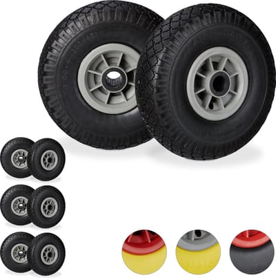 8x steekwagenwiel - 25 mm - kunststof velg - anti lek band - 3.00-4 - zwart