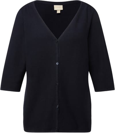 Ulla Popken - Dames - Vest 3/4 mouwen biologisch katoen - Marine - Maat 42+