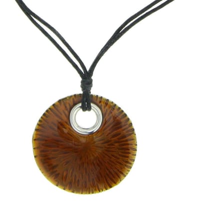 Behave - Ketting met ronde hanger en patroon, nikkelvrij - Trendy modeaccessoire in bruin - 40 cm + 8 cm verlengketting
