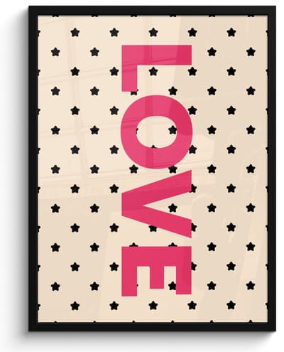 Poster in lijst - Fotolijst 60x80 cm - Posters - Love - Stippen - Roze - Posterlijst zwart - Decoratie - Wanddecoratie woonkamer - Muurdecoratie slaapkamer