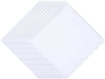 Dailygoods- Zakdoeken Katoen 30 cm - Witte Zakdoeken - Elegante Zakdoeken - Geschulpte Randen - Draagbaar - Verpakking van 8 Stuks - Dameszakdoek