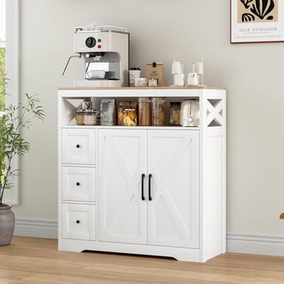 Opbergkast Met Laden - Buffetkast Dressoir - Keuken Woonkamer - Flexibel Opbergconcept - 100 cm Breed - Wit
