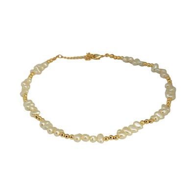 Baroque Pearl Choker Necklace Gold 14K
