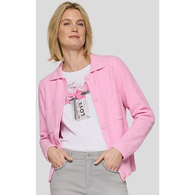 Tricot jasje in overhemdstijl - rosé / gemêl. - Gr. 38 van Goldner Fashion