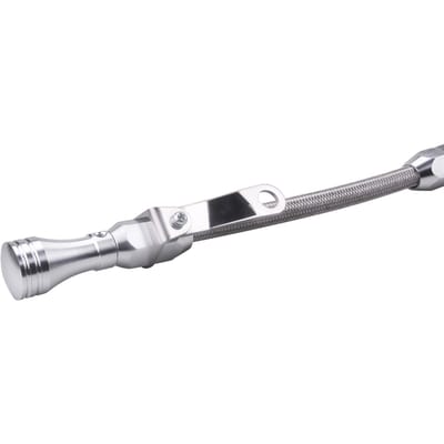 SBC RVS Gevlochten Schutbord Flexibele Peilstok Motorolie Peilstok Pre 79 Vroege Vervanging voor Chevy SB 265 283 327 zilver
