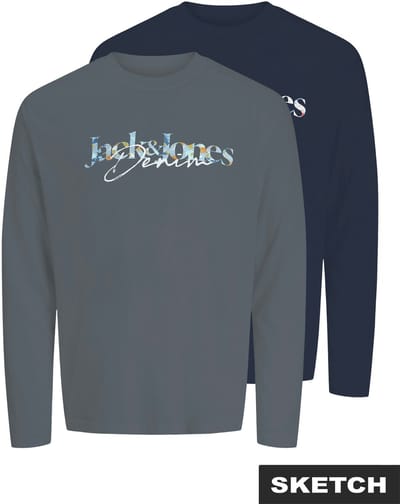 JACK & JONES- JJTOM TEE LS CREW NECK 2PK MP JNR - Jongens - T-shirt