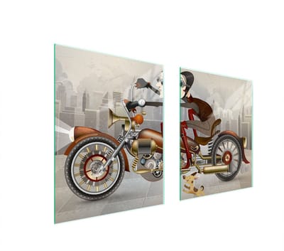 TMK ArtDeko Serie - Glazen Beschermplaat Fornuis - Motorfiets - 85x52 cm