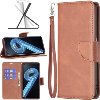 MobyDefend Hoesje - Geschikt voor Oppo Find X5 Pro - Wallet Book Case Met Koord - Bruin