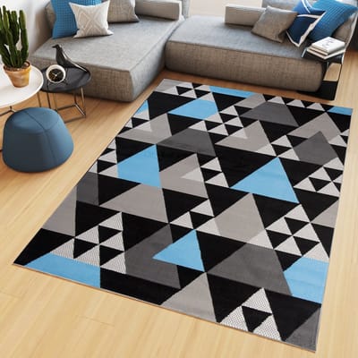 Tapiso Maya Vloerkleed Grijs Blauw Woonkamer Slaapkamer Tapijt Maat- 140x200