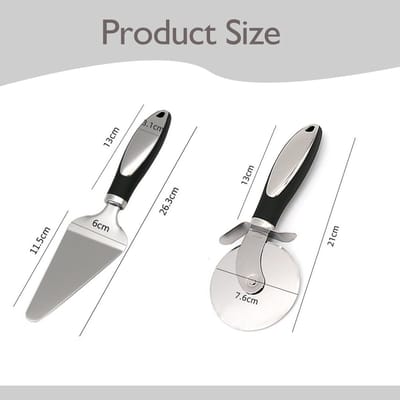 Taartschep en taartschep, pizzasnijder met antislip handgreep, pizzaschaar, met antislip handgreep, voor pizza, keuken, restaurants, feestjes