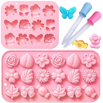 NTHProducts - Silicone Moulds - 3D Bloemvormen - Herbruikbaar en flexibel - Roze - Fondant en Chocolade Maken - Geschikt voor Cake Decoratie - Mini Ros...
