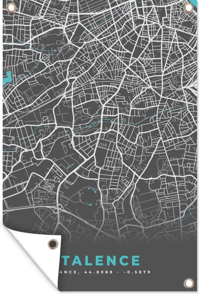 Muurdecoratie Talence - Frankrijk - Kaart - Plattegrond - Stadskaart - 120x180 cm - Tuinposter - Tuindoek