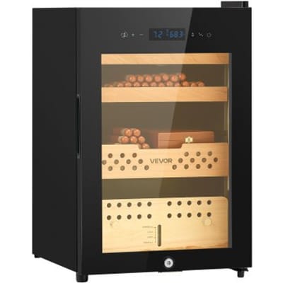 VEVOR Elektrische Sigaren Humidor Kast 60 L 350 Sigaren Sigaren Humidor Kast met Compressorkoeling, Constante Vochtigheid en Temperatuurregeling, Planken en Laden 3-laags