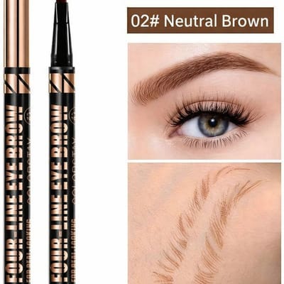 3D Wenkbrauwpotlood Waterproof Neutral bruin / Brown – Microblading Eyebrow Pen met 4 Split Micro Tip en Natuurlijk Haar Effect – 48H Langhoudend