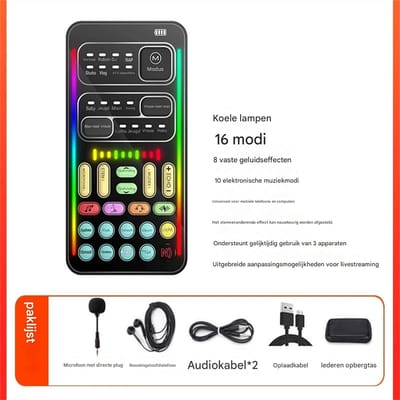 Ynkkvre -Handheld Voice Changer met 8 Stemmodi & 8 Geluidseffecten – Plug & Play Stemvervormer voor Gaming, Streaming en PC/Smartphone (3.5 mm)