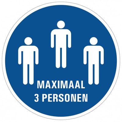 Maximaal 3 personen sticker 150 mm