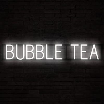 BUBBLE TEA - Lichtreclame Neon LED bord verlicht | SpellBrite | 91,07 x 16 cm | 6 Dimstanden & 8 Lichtanimaties | Reclamebord neon verlichting