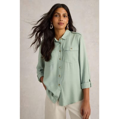 White Stuff Misha Utility Shirt Light Green Maat: 6 | Overhemden Outlet | Dames | Groen