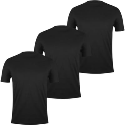 Donnay Effen T-shirt met ronde hals voor heren (set van 3) (Zwart)