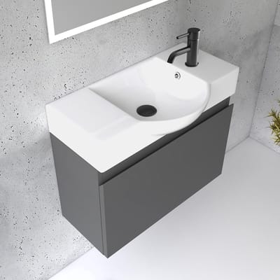 Dailygoods- Badkamermeubelset 55 cm breed - Wastafelonderkast - Badkamerkast smal - Kleine kast - Antraciet - Duurzaam design