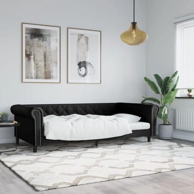 Dagbed met logeerbed - Slaapbank bank - Logeren wonen - Uittrekbaar met bed - 100x200 cm - Zwart