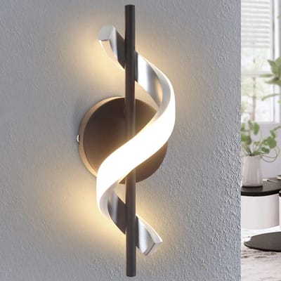 NETTLIFE Wandlamp LED - 7W - chroom - moderne ganglamp - binnen wandverlichting - in spiraalvormig ontwerp - 3000K Warm wit Licht - voor woonkamer | slaapkamer | studeerkamer | Trap