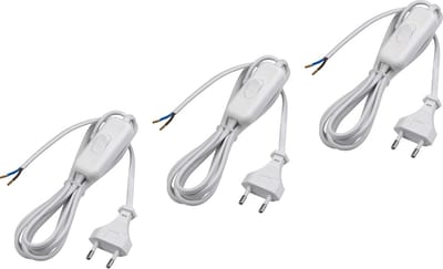 Set van 3 Euro voedingskabels met schakelaar - 2 meter Wit