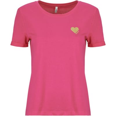 Only T-shirt Onlkita S/s Top Noos 15244714 Pink Yarrow/gold Glitter Dames Maat - XS
