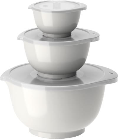 Rosti Margrethe Beslagkom Set - 6 delig - 0,25, 0,75 en 3 L - Wit - Mengkom met Deksel voor Bakken en Koken - Magnetron-, Vriezer- en Vaatwasmachinebestendig