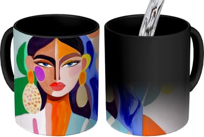 Magische Mok - Foto op Warmte Mokken - Koffiemok - Portret - Vrouw - Modern - Magic Mok - Beker - 350 ML - Theemok