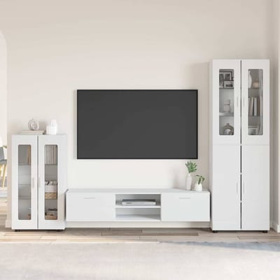 vidaXL Tv-meubelset met lade met plank FLORIN 3 pcs Wit Bewerkt hout