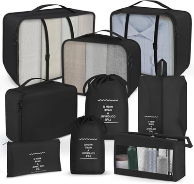 Efficiënte Inpak Cubes voor Koffers - 9-delige Organizers voor Reizen, Ideaal voor Kleding, Schoenen en Accessoires