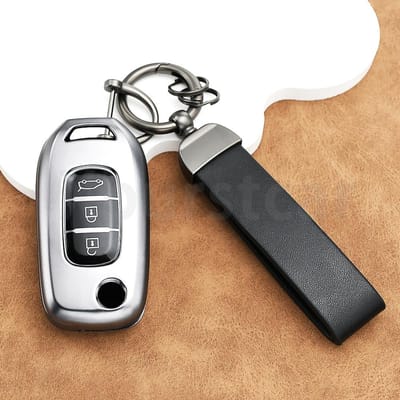 TPU Auto Shell Fob Houder Auto Flip Sleutelhoes Cover Tas Voor Renault Sandero Stepway Logan Clio 5 Arkana Kwid Kadjar Captur Megane black