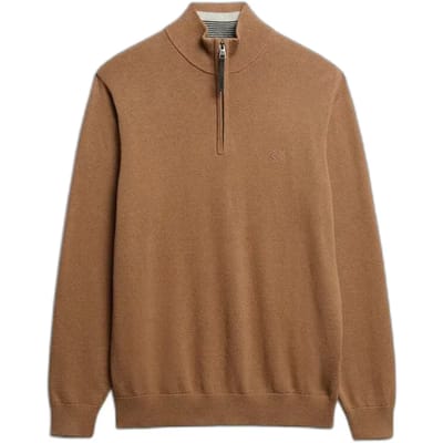 Superdry - Essentials Katoenen Trui met Halve Rits - Heren - Sweaters