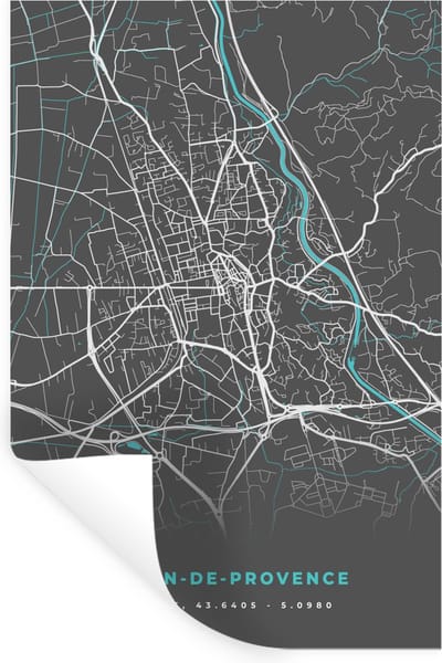 Muurstickers - Sticker Folie - Salon-de-Provence - Stadskaart - Kaart - Plattegrond - Frankrijk - 20x30 cm - Plakfolie - Muurstickers Kinderkamer - Zelfklevend Behang - Zelfklevend behangpapier - Stickerfolie
