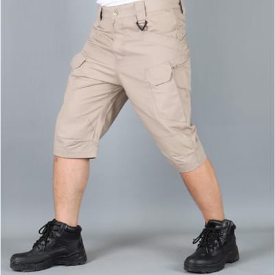 IX7 City Tactische Militaire Camouflage Shorts Outdoor Multi Pockets Wandelshorts Broek Sport Trekking Training Cargo Shorts XXL kaki