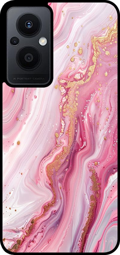 Smartphonica Telefoonhoesje Geschikt voor Oppo Reno7 Lite met marmer opdruk - TPU backcover case marble design - Roze geschikt voor Oppo Reno7 Lite