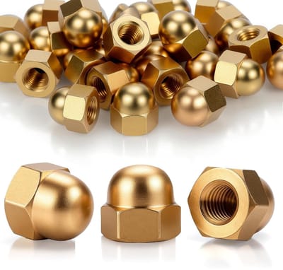 Set van 15 M8 Messing Cap Nuts DIN 1587 - Hoogwaardige Zeskant Moeren voor Motoren, Fietsen en Meubels