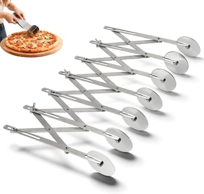 Verstelbare Pizzasnijder met 7 Wielen, Multifuntionele Deegverdeler voor Pizza, Taart en Pannenkoeken, Efficiënt en Tijdsbesparend Keukengereedschap