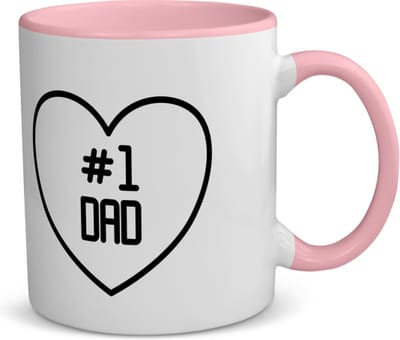 Akyol - #1 dad koffiemok - theemok - roze - Papa - vader op nummer 1 - vader cadeautjes - vaderdag - verjaardag - geschenk - kado - vader artikelen - 350 ML inhoud