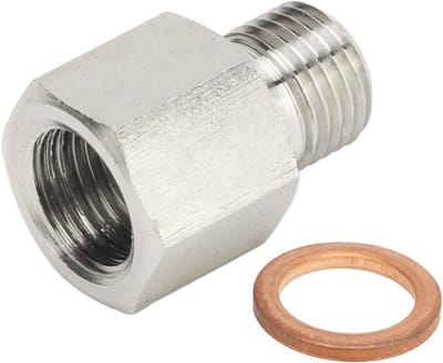 Allecto plus - RVS adapter 1/8 inch NPT vrouwelijk naar M10 x 10 mannelijk voor oliemanometer met afdichting